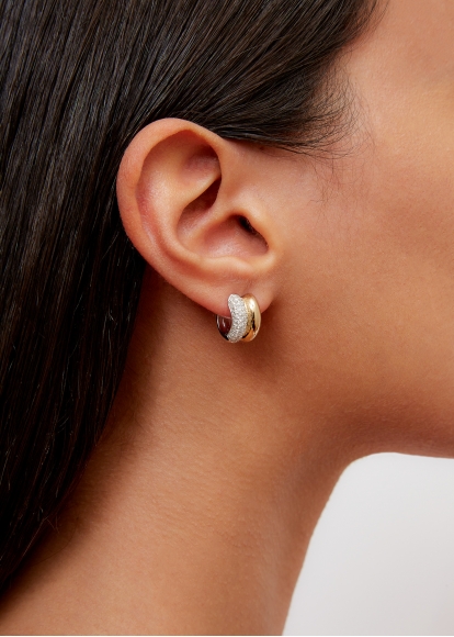 PAIRE DE MINI CRÉOLES BOUÉES DIAMANTS 2 ORS
