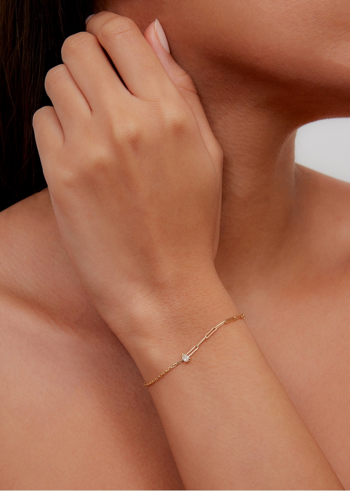 BRACELET SOLITAIRE DIAMANT POIRE PM OR JAUNE