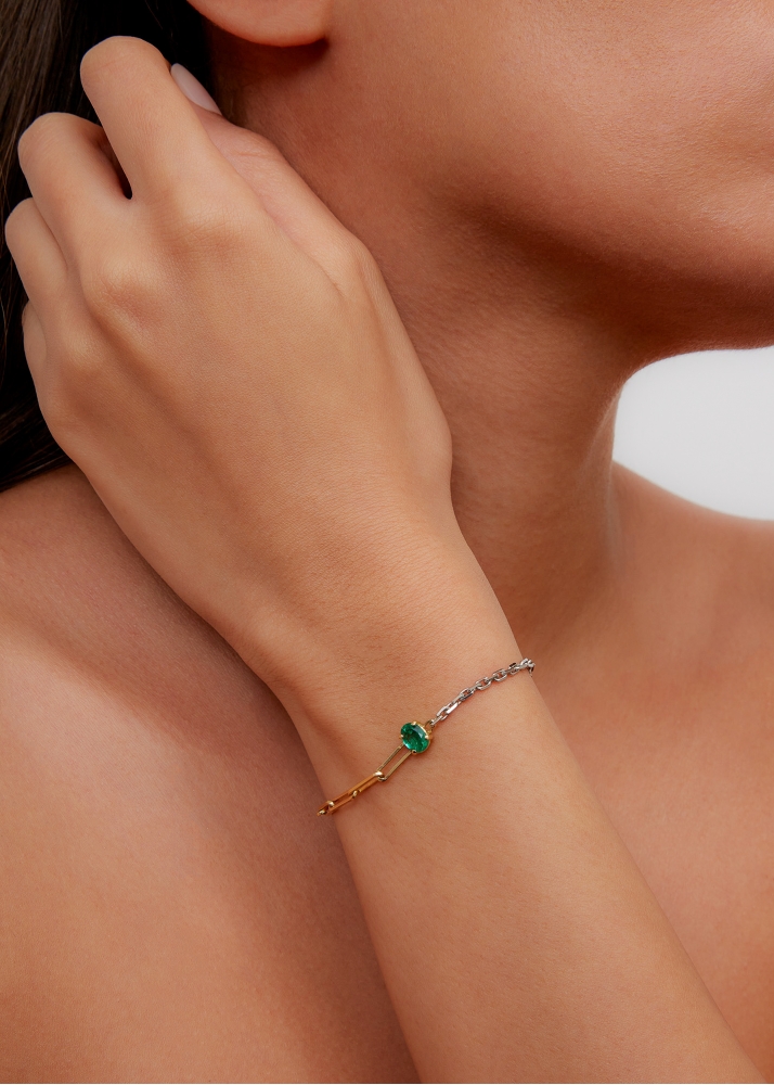 BRACELET SOLITAIRE ÉMERAUDE GM 2 ORS