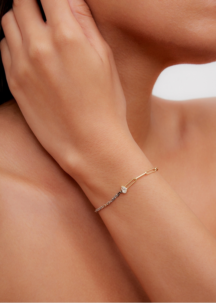 BRACELET SOLITAIRE DIAMANT POIRE GM 2 ORS