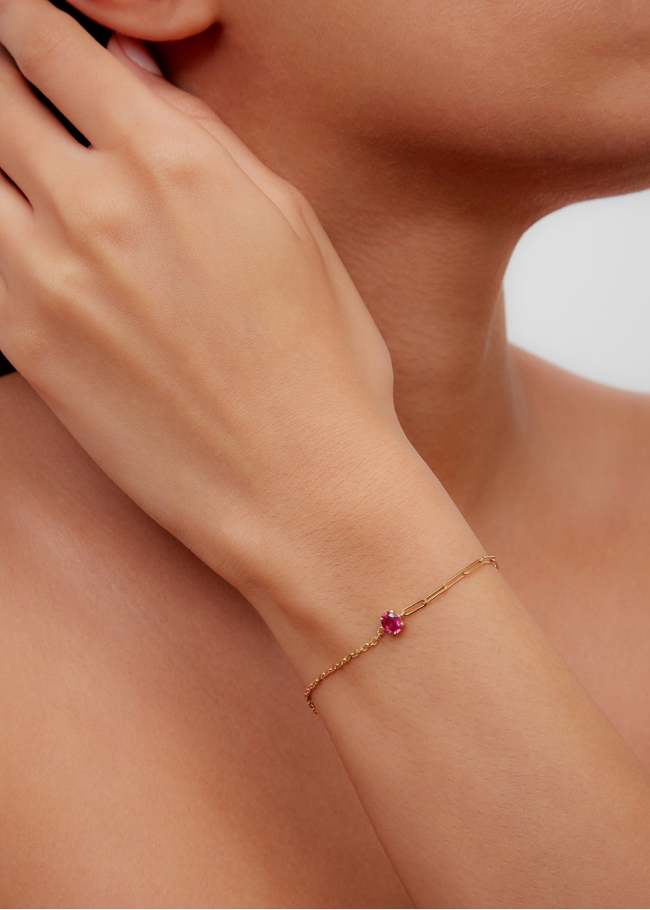 BRACELET SOLITAIRE RUBIS PM OR JAUNE