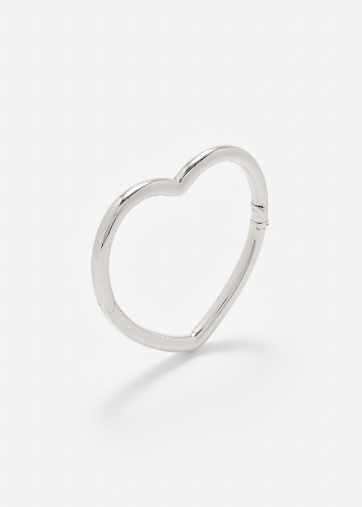 BRACELET JONC COEUR LISSE GM OR BLANC