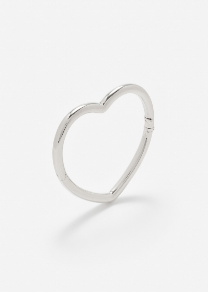 BRACELET JONC COEUR LISSE GM OR BLANC