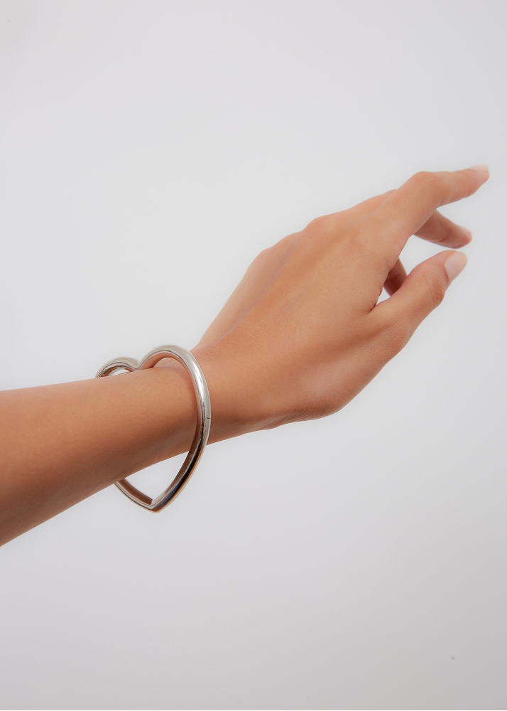 BRACELET JONC COEUR LISSE GM OR BLANC