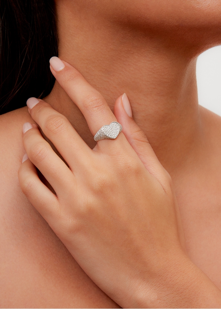 MINI CHEVALIÈRE COEUR DIAMANTS OR BLANC