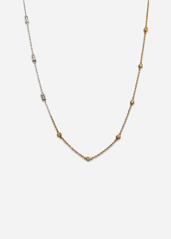 COLLIER BAGUETTES CLOS DIAMANTS 2 ORS