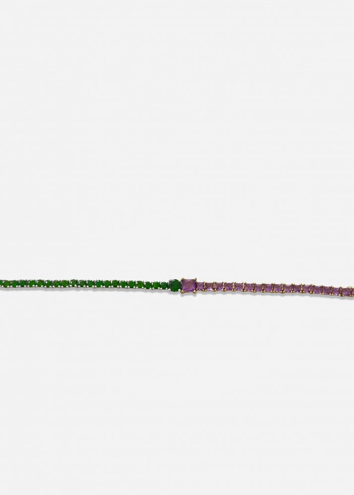 BRACELET RIVIÈRE VERT & VIOLET OR JAUNE