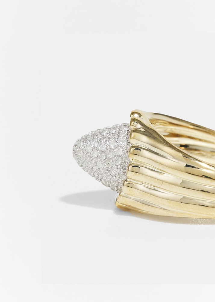 BAGUE CANNELEE DIAMANTS OR JAUNE