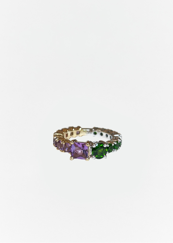 BAGUE VERT & VIOLET 2 ORS