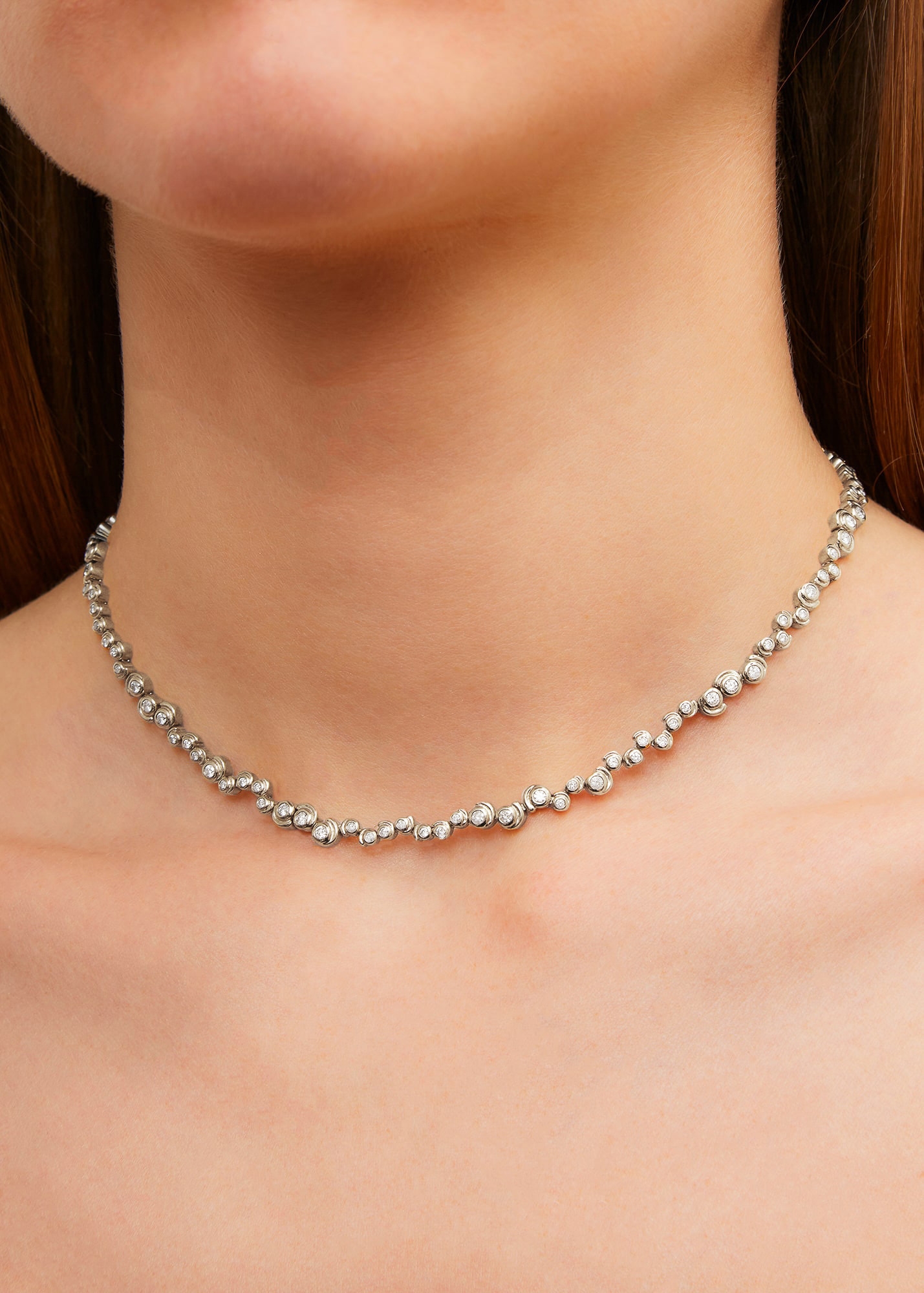 COLLIER RIVIÈRE ESCARGOT DIAMANTS OR BLANC