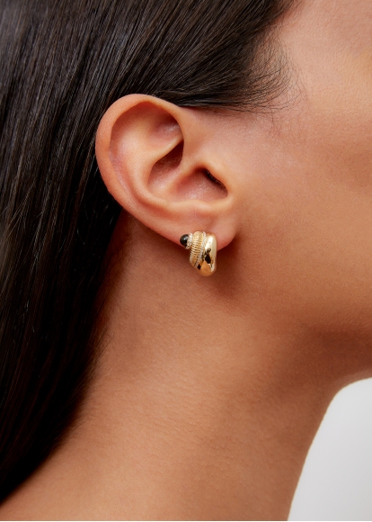PAIRE DE BOUCLES D'OREILLE COQUILLAGE CABOCHON OR JAUNE