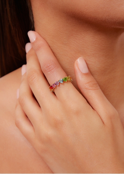 ALLIANCE MULTI COEURS MINI RAINBOW OR JAUNE