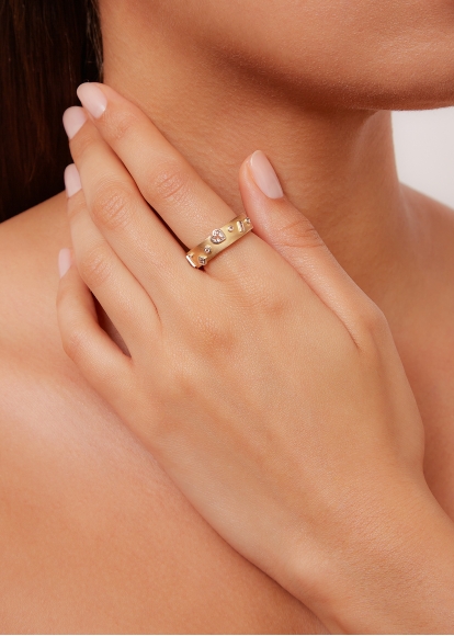 BAGUE CONFETTIS OR JAUNE