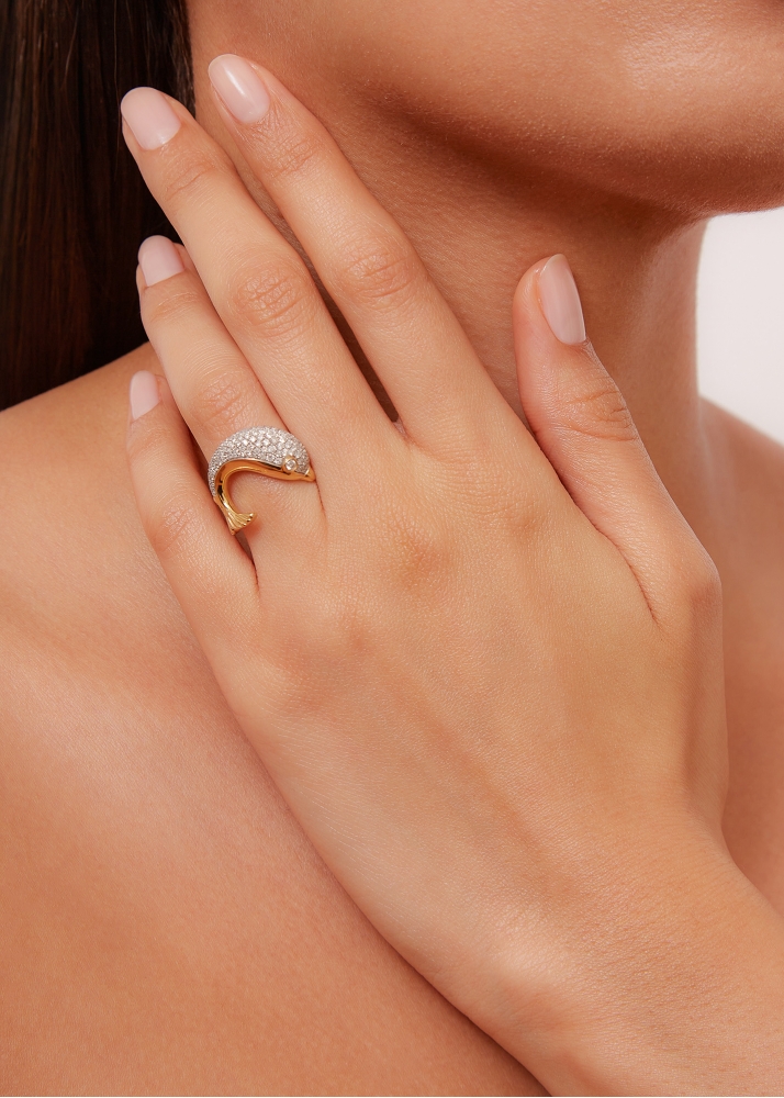 BAGUE DAUPHIN DIAMANTS OR JAUNE