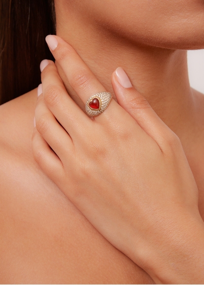 BAGUE DÔME COEUR OR JAUNE