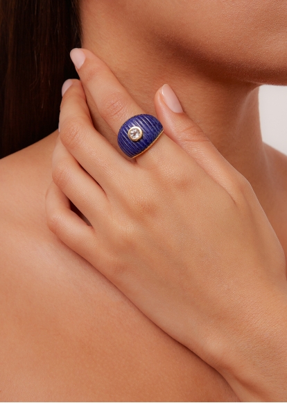 BAGUE MAXI BERLINGOT LAPIS LAZULI OR JAUNE
