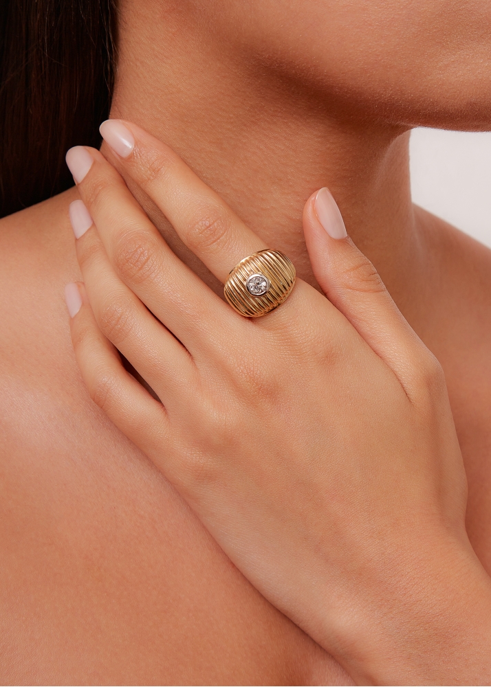 BAGUE MAXI BERLINGOT OR JAUNE