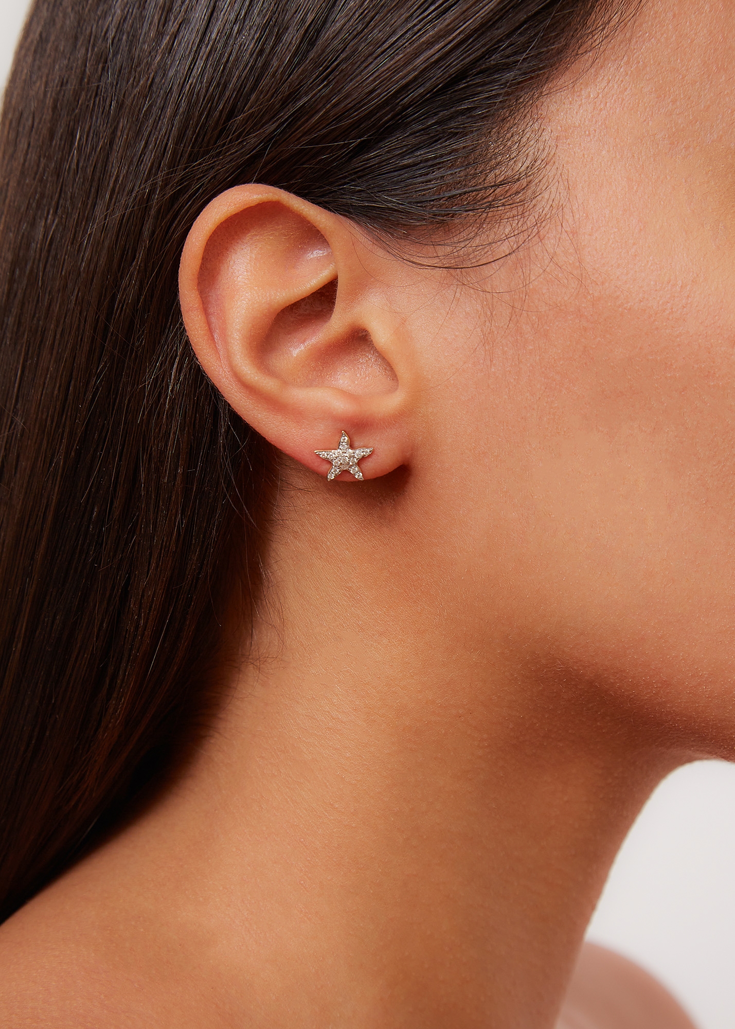 MINI BOUCLE D'OREILLE ÉTOILE DE MER DIAMANTS OR JAUNE