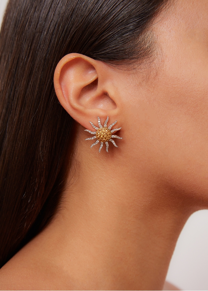PAIRE DE MAXI BOUCLES D'OREILLE SOLEIL 2 ORS