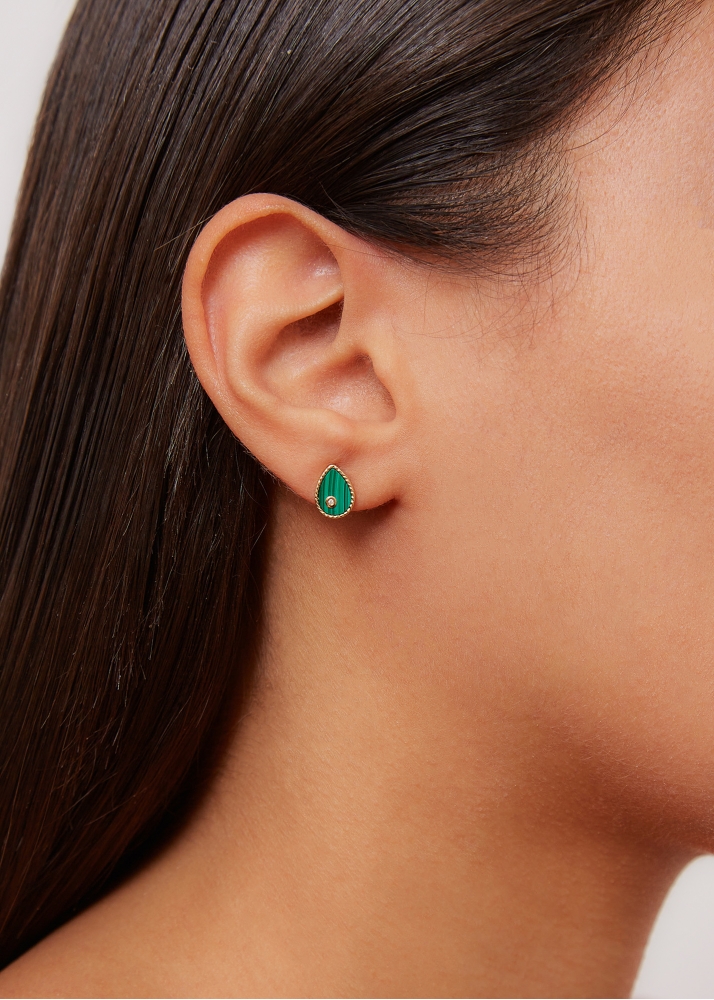 PAIRE DE BABY PUCES POIRE MALACHITE OR JAUNE