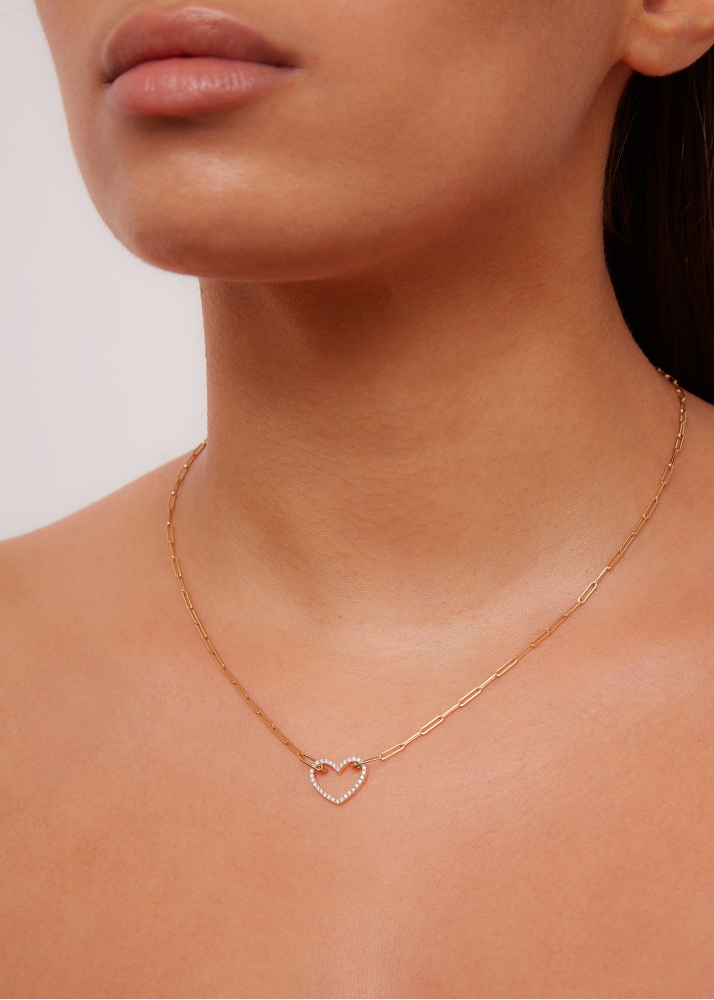 COLLIER PETIT COEUR DIAMANTS OR JAUNE