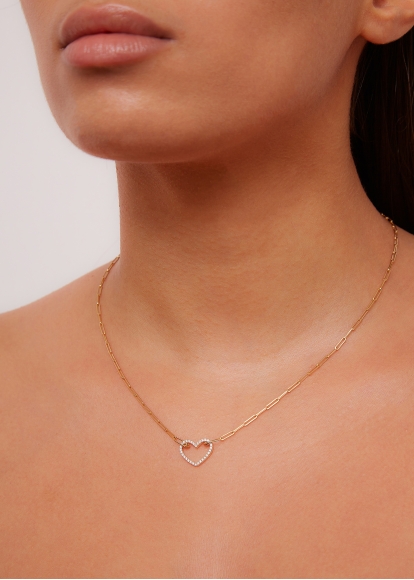 COLLIER PETIT COEUR DIAMANTS OR JAUNE