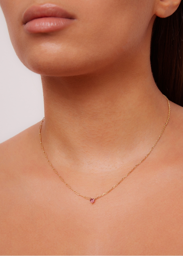 COLLIER SOLITAIRE COEUR PM OR JAUNE