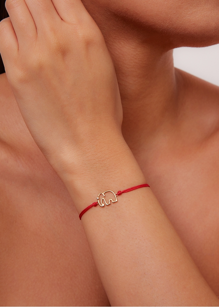 BRACELET FIL ÉLÉPHANT ROUGE OR JAUNE