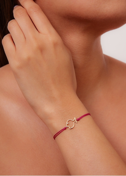 BRACELET FIL POISSON BULLE FUCHSIA OR JAUNE