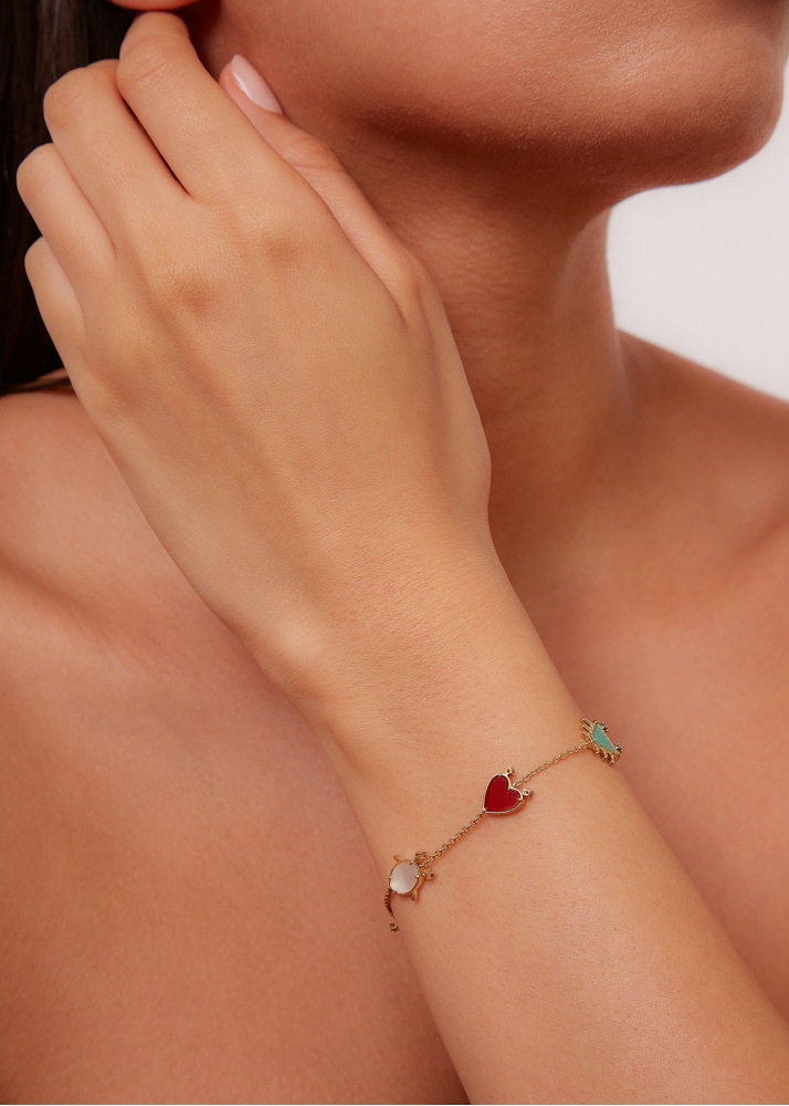 BRACELET PETITS PERSONNAGES OR JAUNE