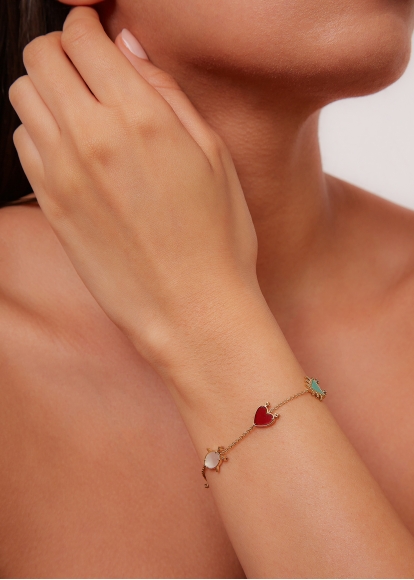 BRACELET PETITS PERSONNAGES OR JAUNE