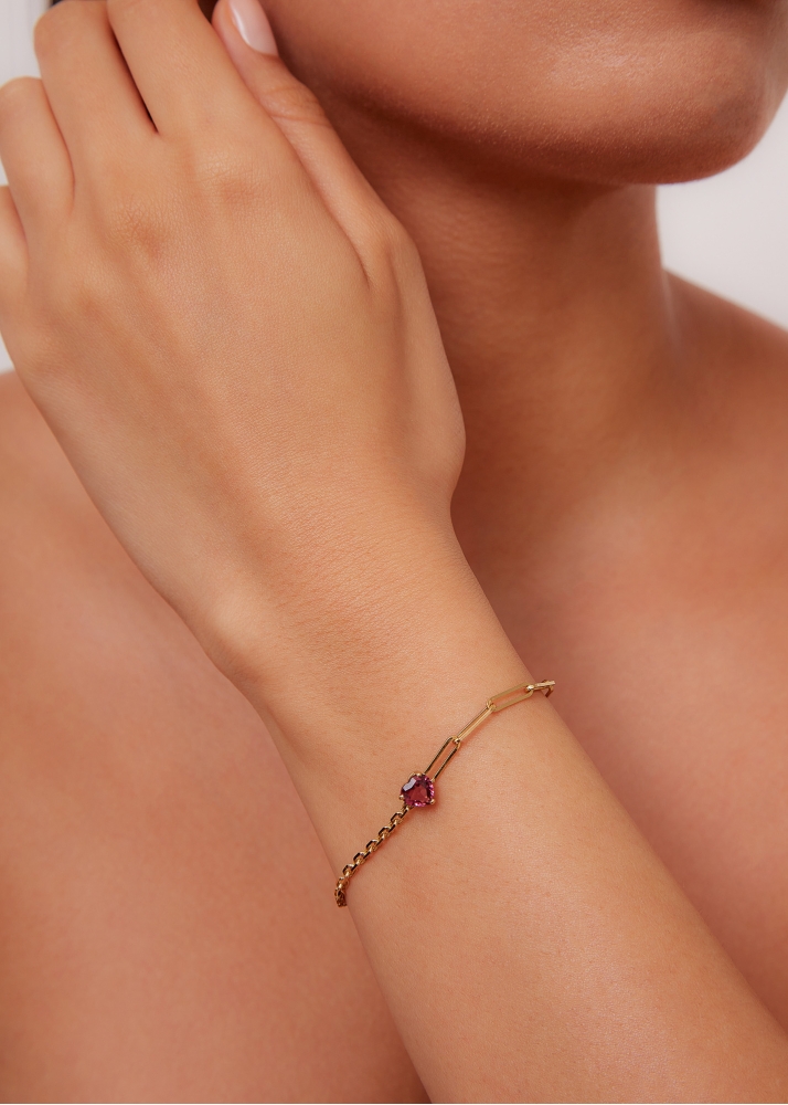 BRACELET SOLITAIRE COEUR GM OR JAUNE