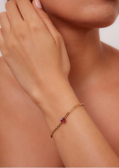 BRACELET SOLITAIRE COEUR GM OR JAUNE