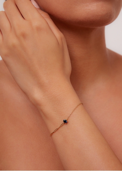 BRACELET SOLITAIRE SAPHIR BLEU PM OR JAUNE