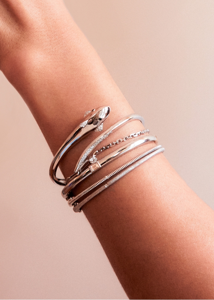BRACELET JONC REQUIN OR BLANC
