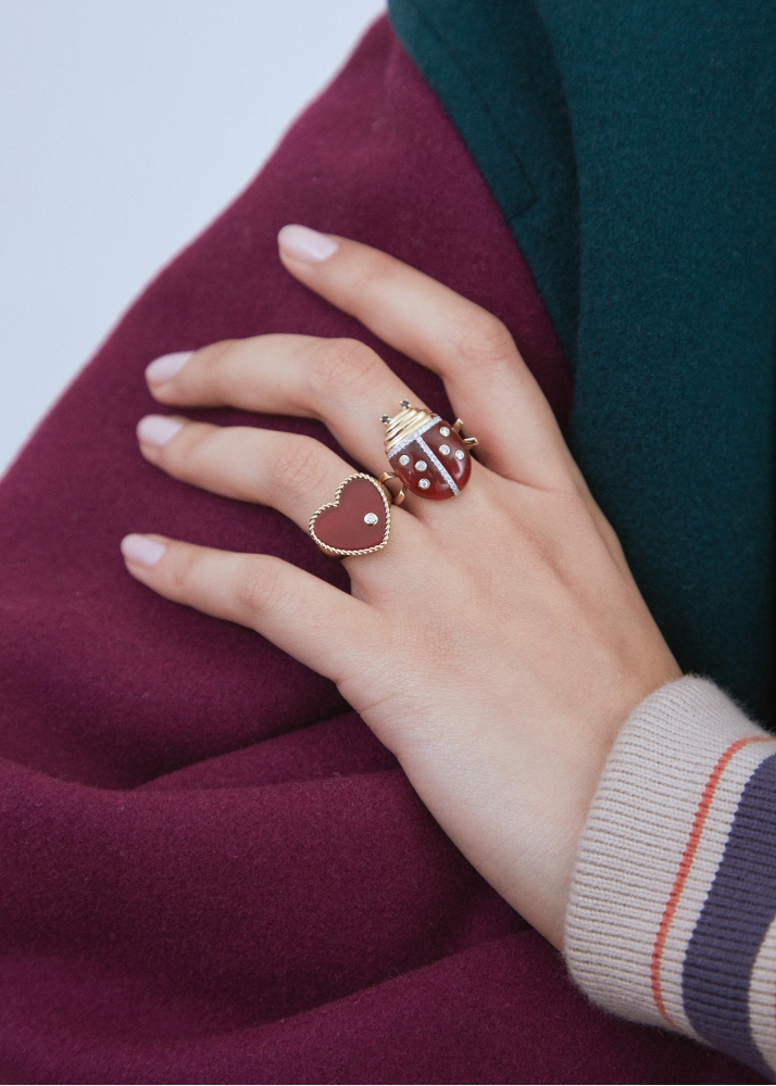BAGUE COCCINELLE OR JAUNE