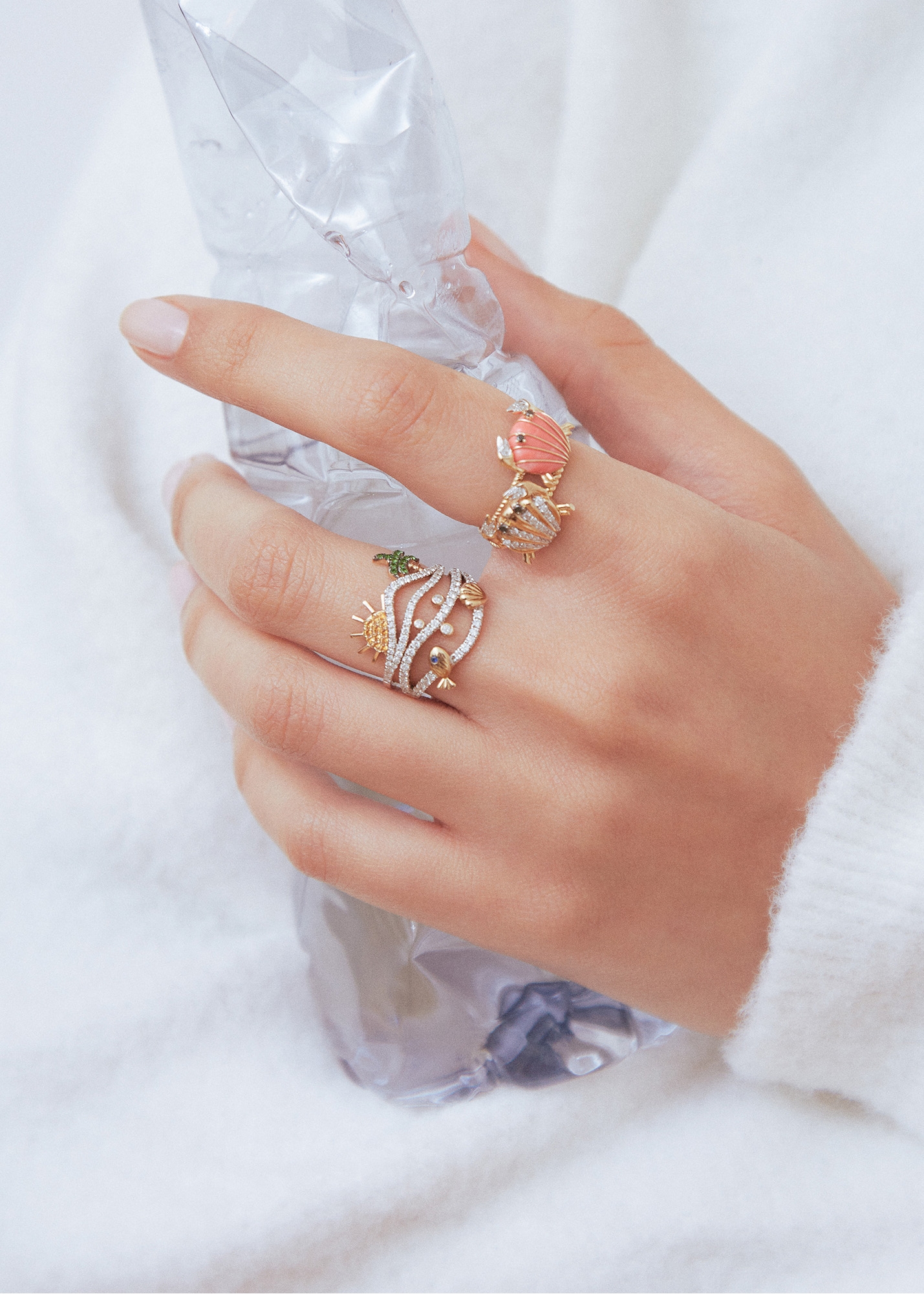 MINI BAGUE CRABE COQUILLAGE GOLD OR JAUNE