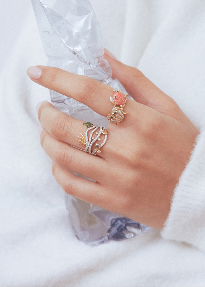 MINI BAGUE CRABE COQUILLAGE GOLD OR JAUNE