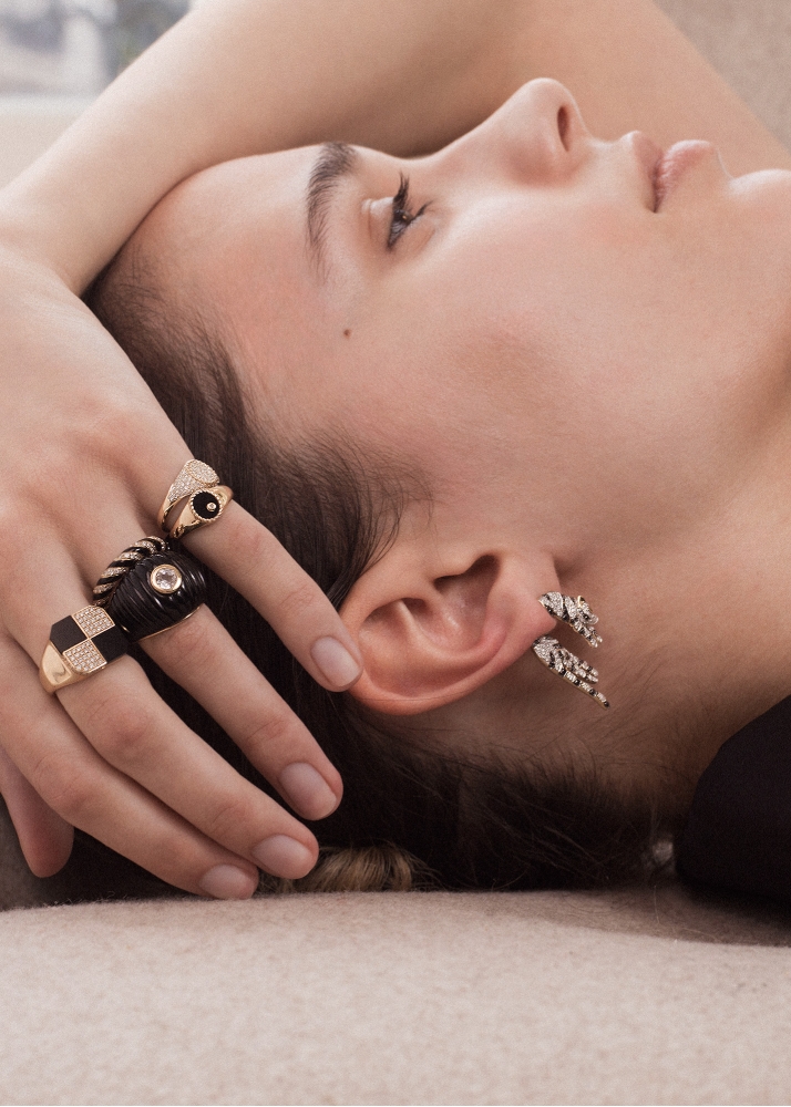 BAGUE MAXI BERLINGOT ONYX OR JAUNE