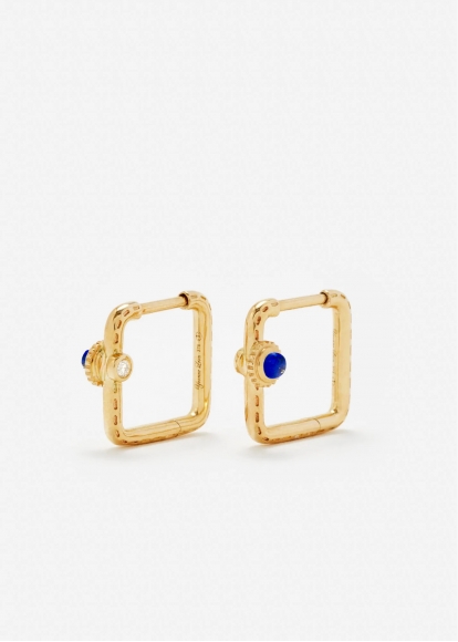 PAIRE DE MINI CRÉOLES GOUSSET GOLD LAPIS LAZULI OR JAUNE