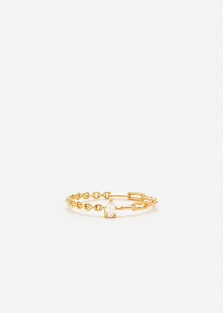 BAGUE SOLITAIRE DIAMANT POIRE PM OR JAUNE