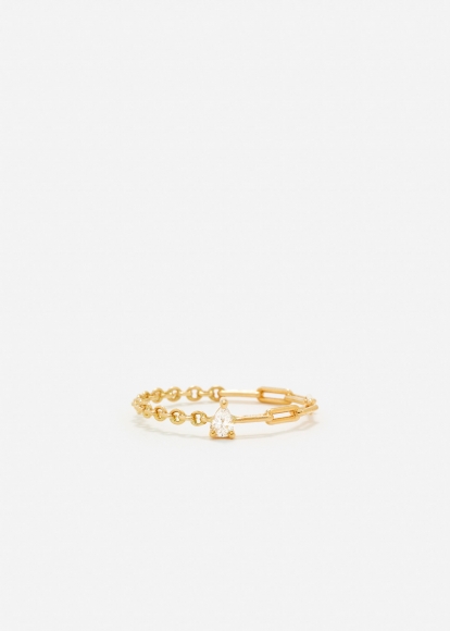 BAGUE SOLITAIRE DIAMANT POIRE OR JAUNE
