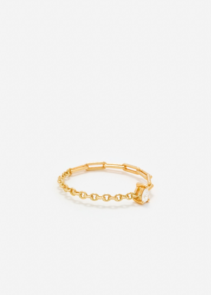 BAGUE SOLITAIRE DIAMANT POIRE OR JAUNE