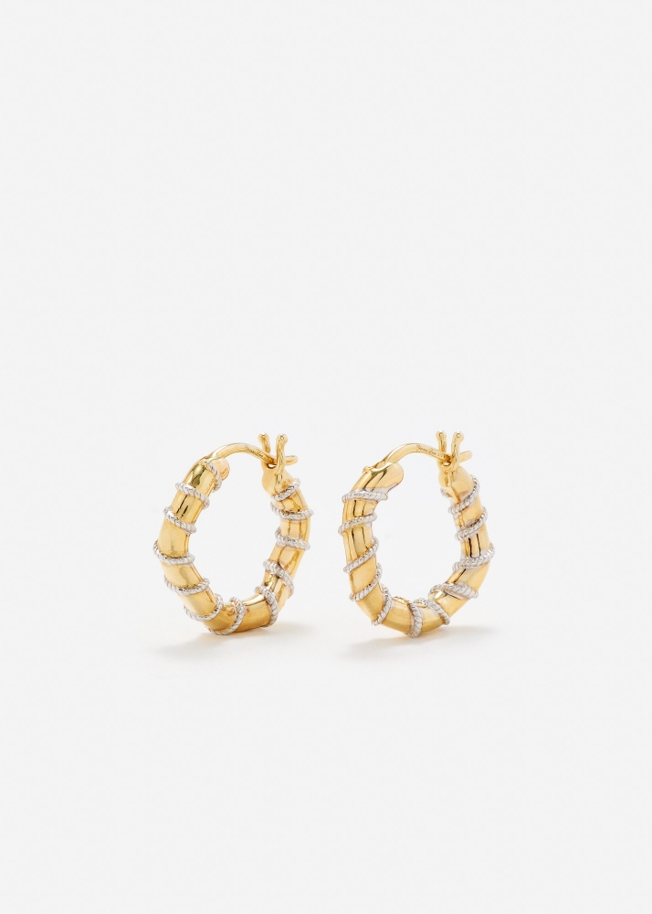PAIRE DE MINI CRÉOLES TWISTÉES GOLD OR JAUNE