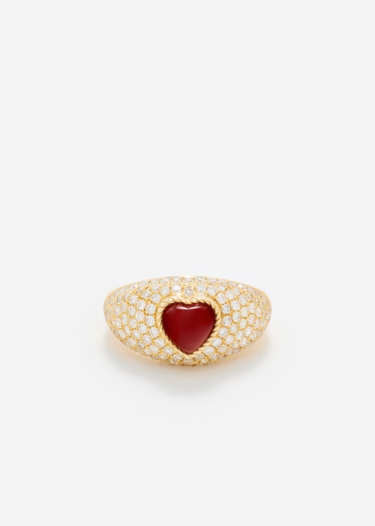 MINI BAGUE DÔME COEUR OR JAUNE