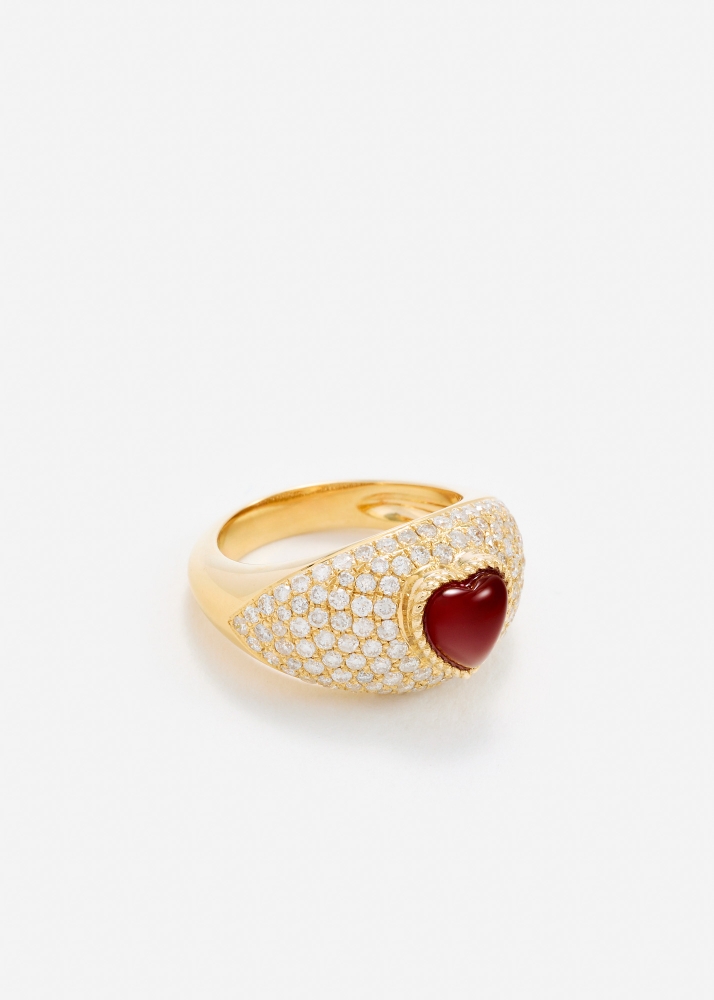 MINI BAGUE DÔME COEUR OR JAUNE