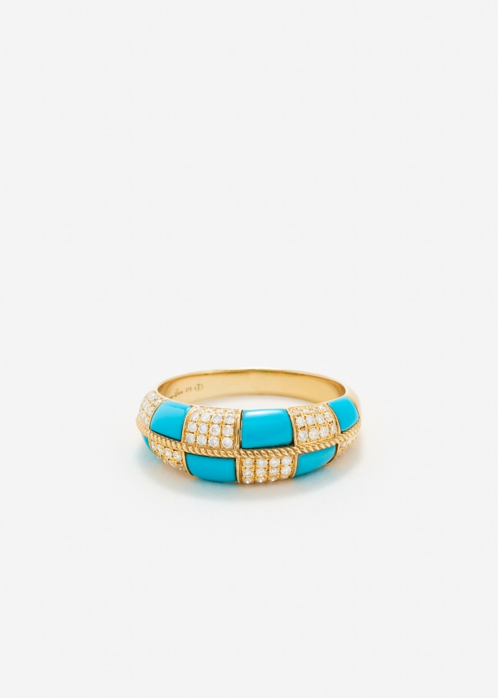 ALLIANCE DAMIER TURQUOISE OR JAUNE
