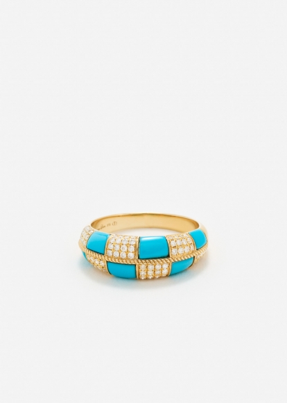 ALLIANCE DAMIER TURQUOISE OR JAUNE