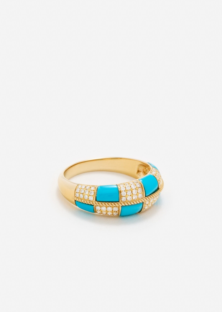 ALLIANCE DAMIER TURQUOISE OR JAUNE