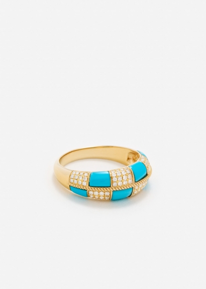 ALLIANCE DAMIER TURQUOISE OR JAUNE